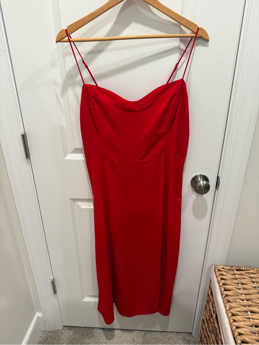 Abercrombie & Fitch Red Spaghetti Strap Midi Dress